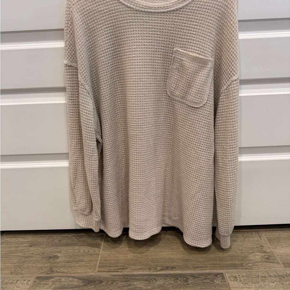 Women's Beige Waffle Knit Top
